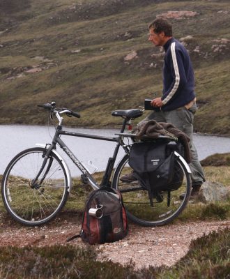 On the track across Muckle Roe On the track across Muckle Roe
